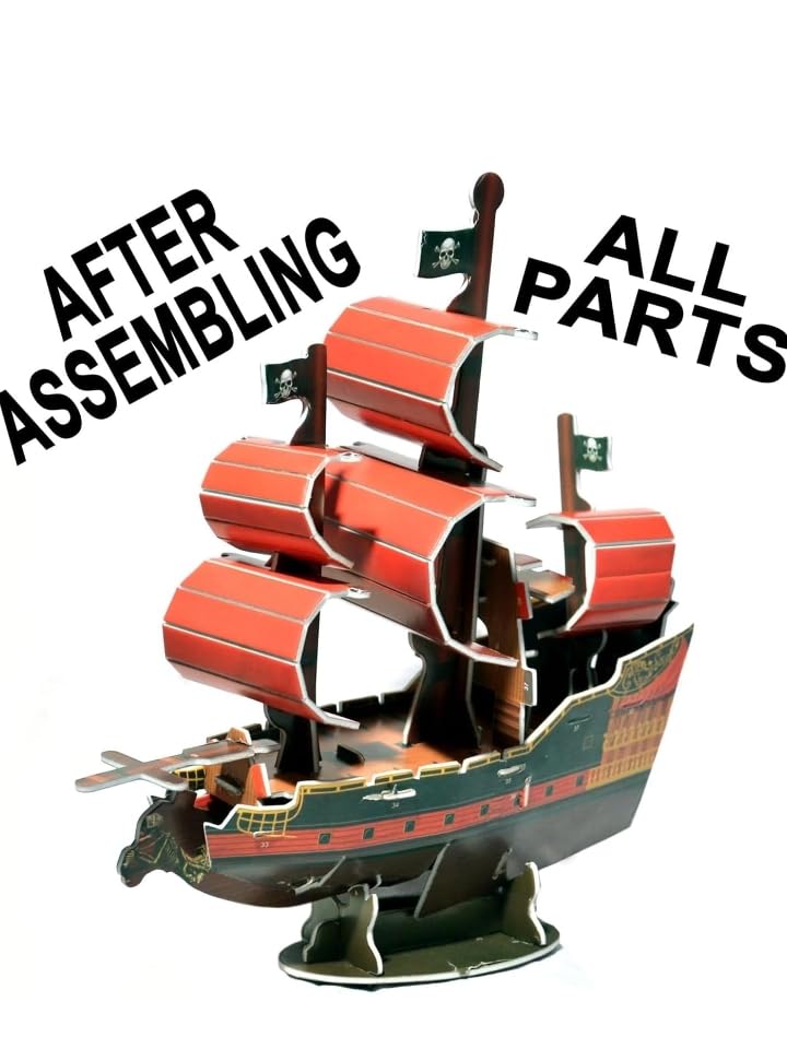 Buy 3D Pirate Ship Puzzle, 41 Pieces, Multi-Coloured Cardboard